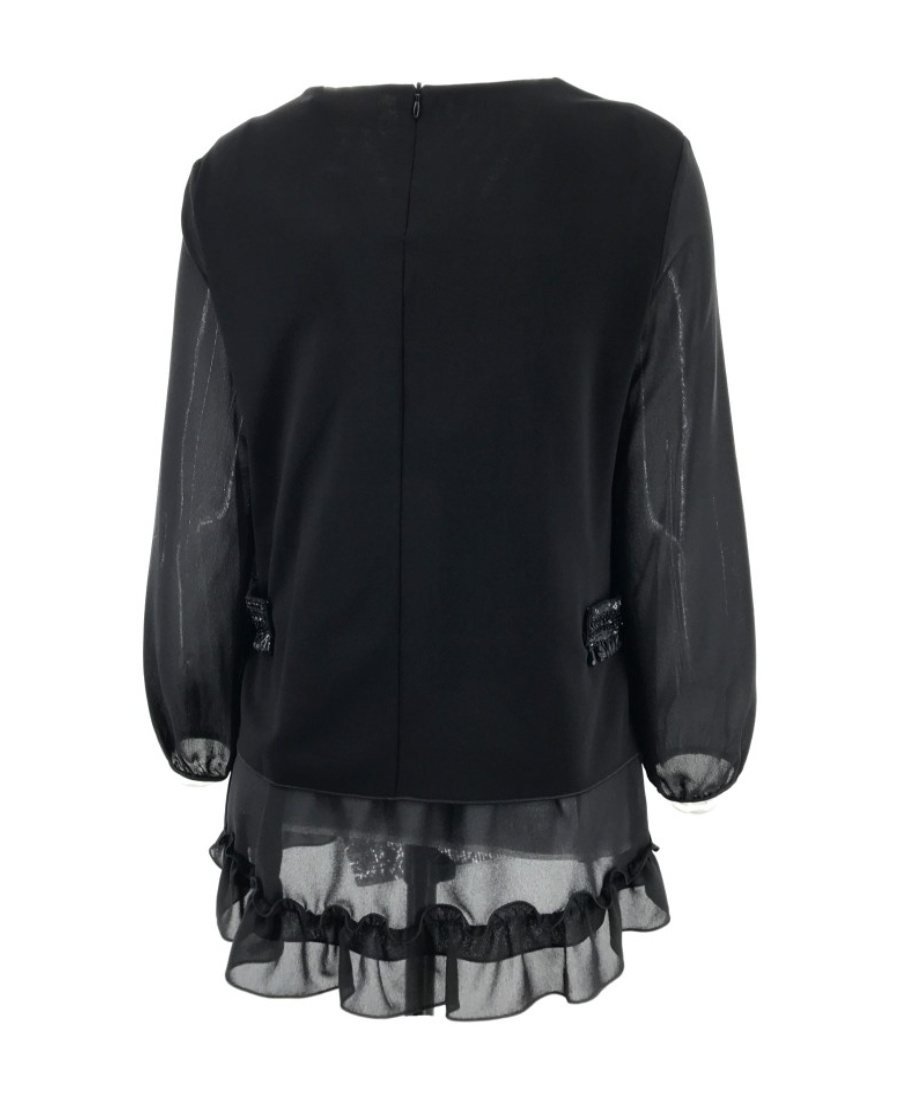 Max Mara Round-neck Long-sleeved Blouse In Black