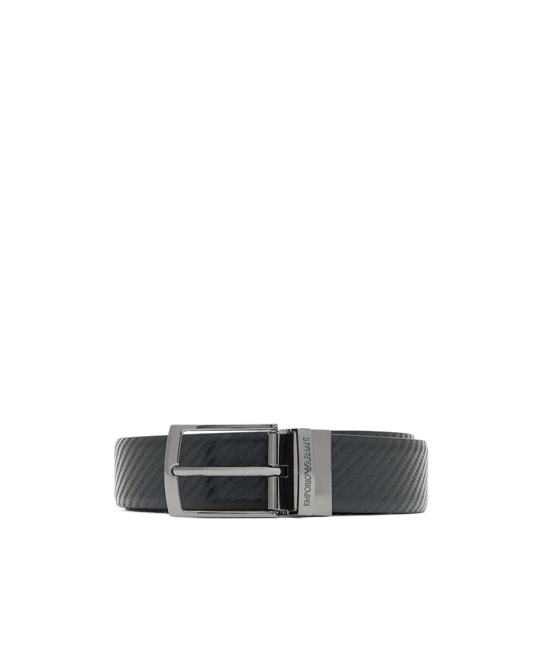 Emporio Armani Double-sided Embossed Belt In Black