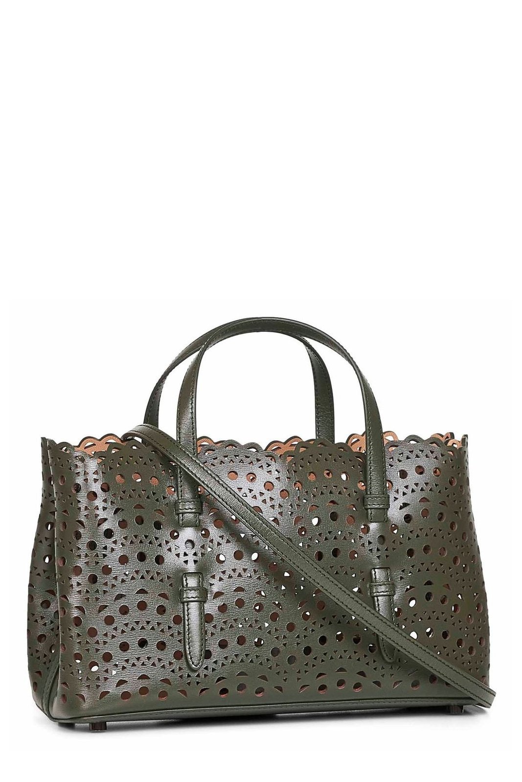 Alaïa Vienne Perforated Open Top Handbag In Green