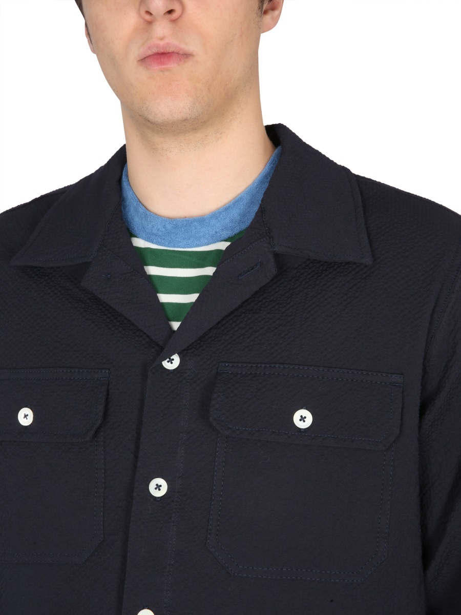 Howlin' Howlin Navy Blue Stretch Cotton Magic Work Shirt In Black