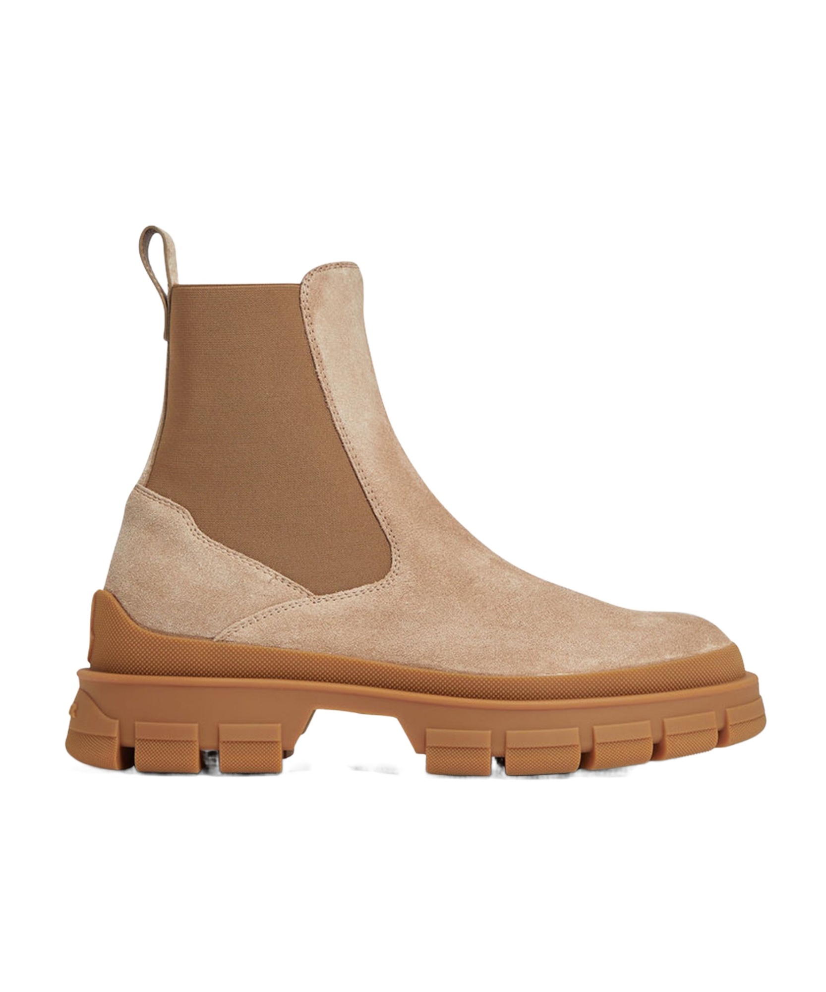 Shop Moncler Thick Sole Short Boot In Beige