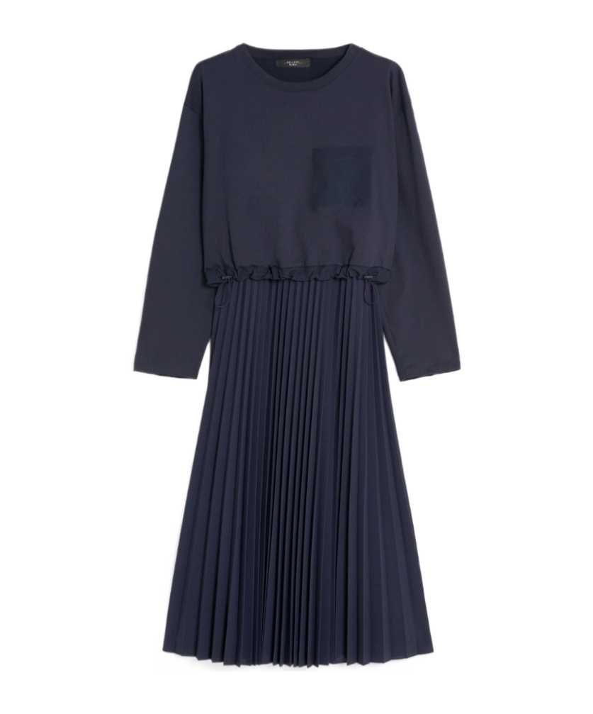 Weekend Max Mara Scatola Long Sleeve Mixed Media Dress In Black