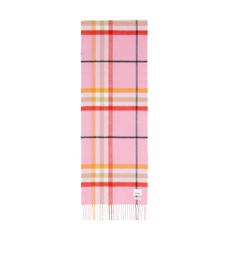 Burberry Checkered Fringed Scarf In Pink