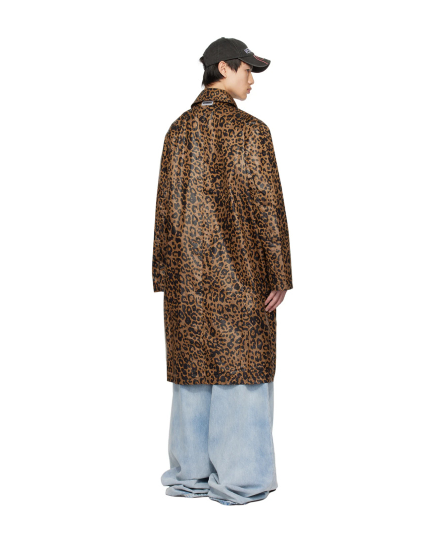 Vetements Leopard Print Coat In Brown