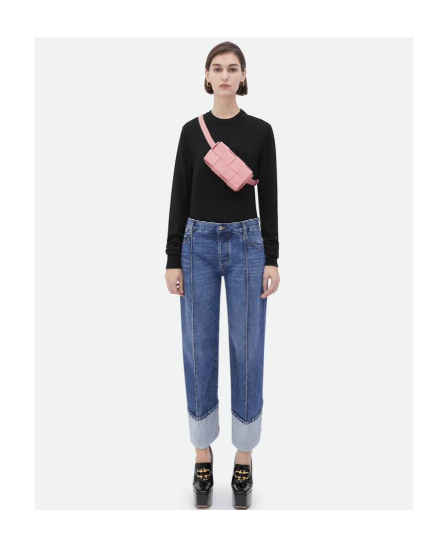 Bottega Veneta Mini Cassette Fanny Pack In Pink