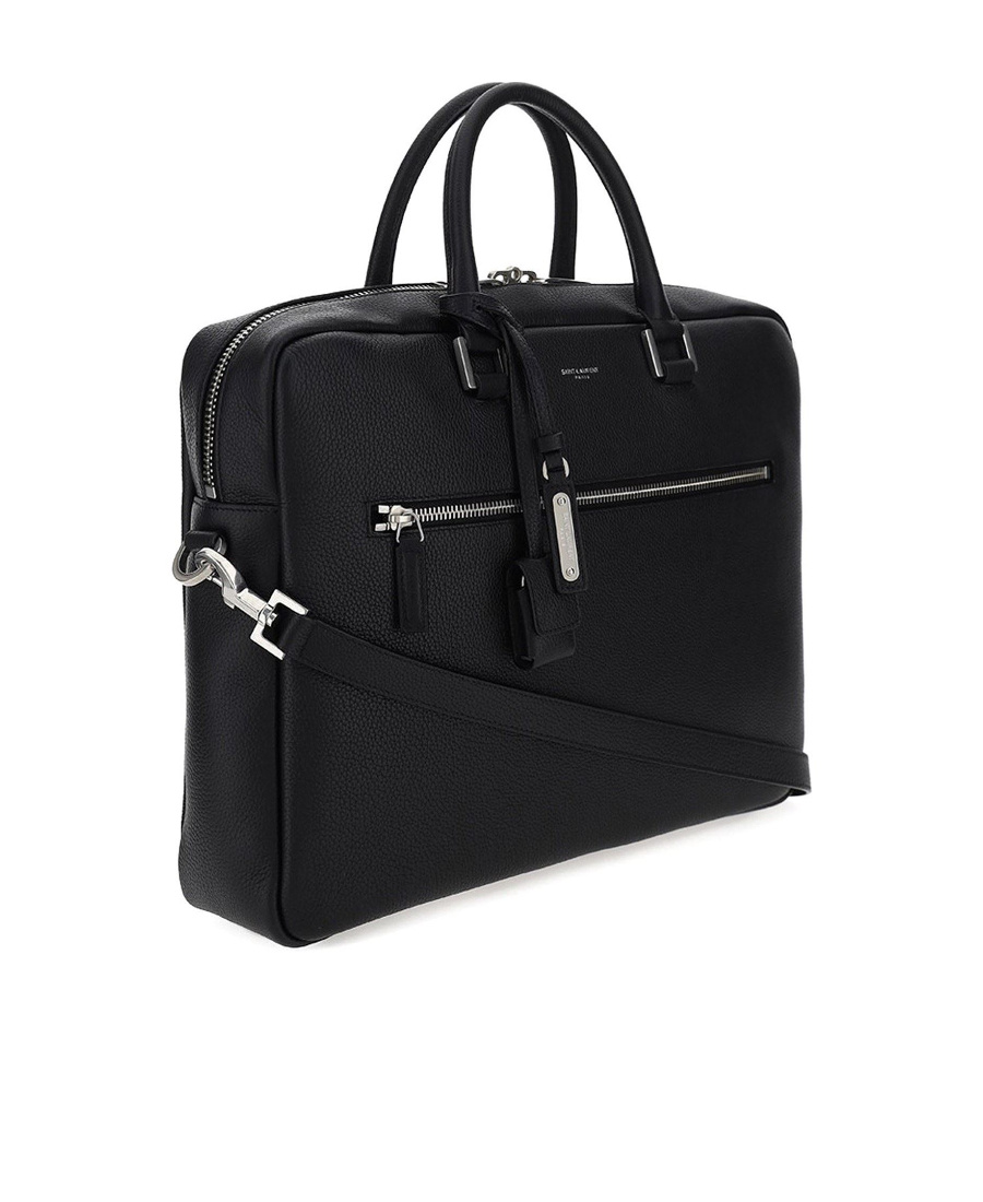 Saint Laurent Pebbled-texture Messenger Bag In Black