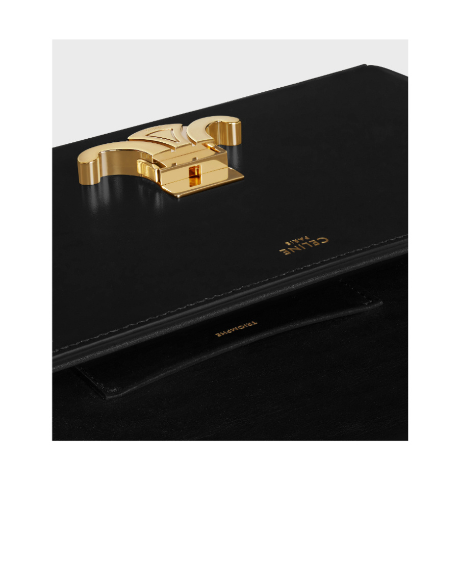 Celine Logo Shoulder Bag In Black