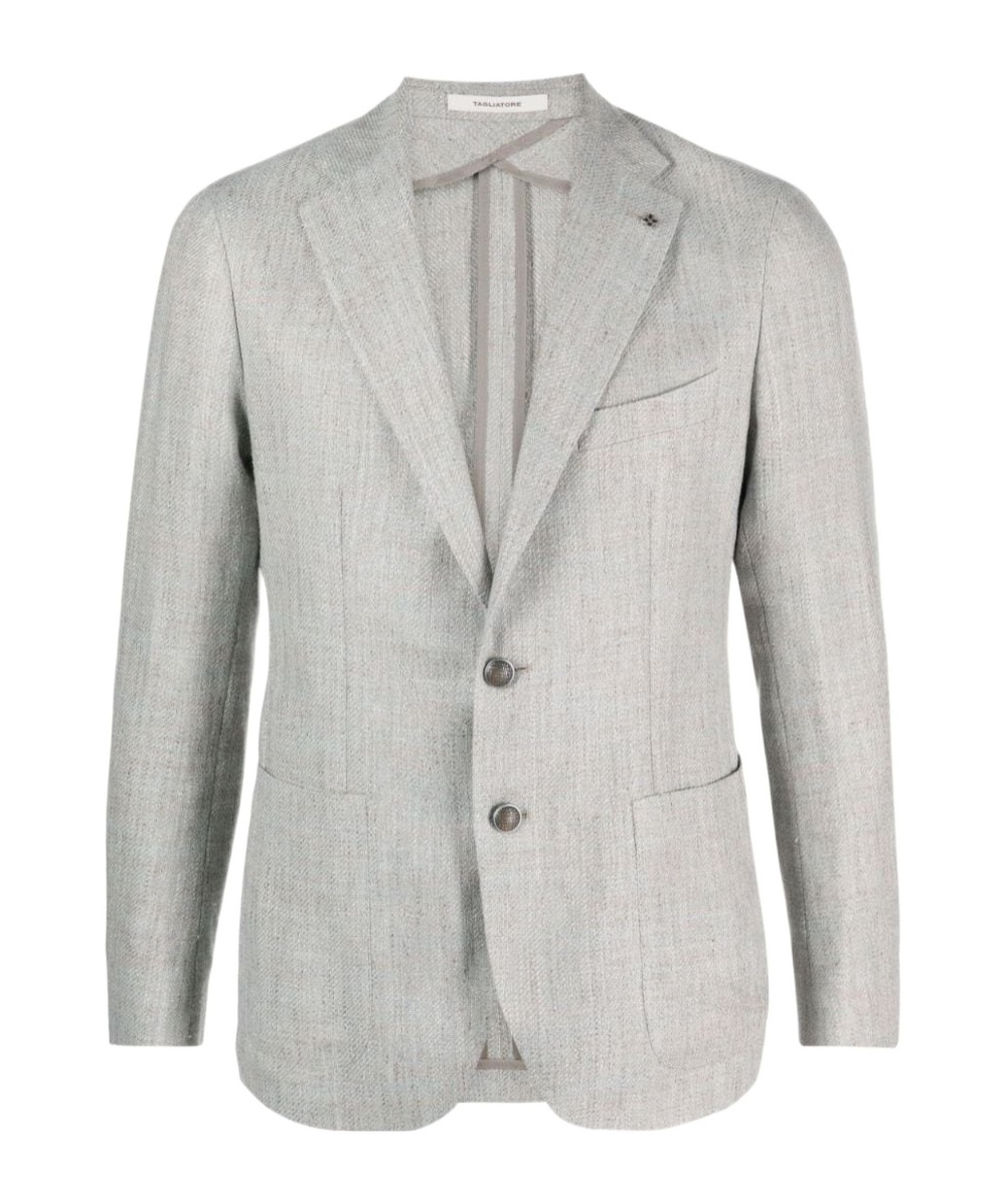Shop Tagliatore Notched-lapels Single-breasted Blazer In Gray