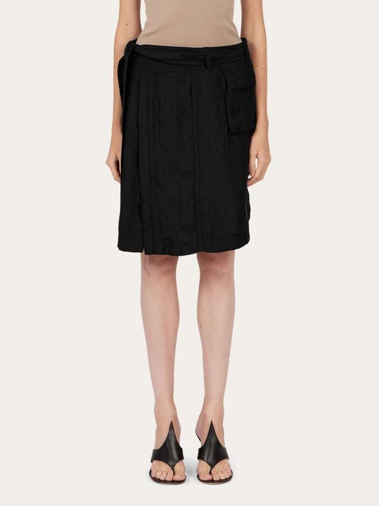 Ferragamo Wrap Midi Skirt In Black