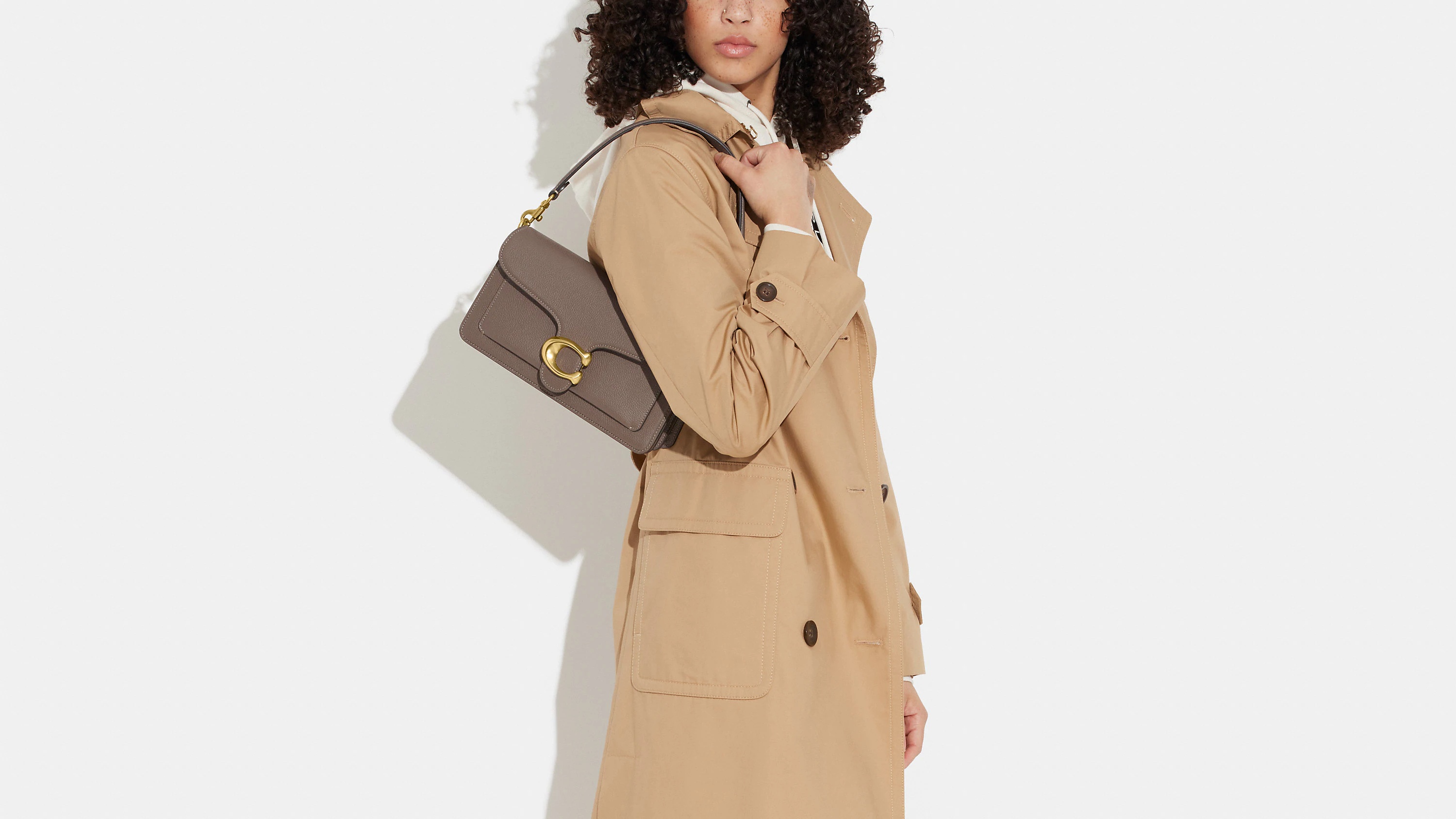 Coach Polished Pebble Leather Tabby Shoulder B In Brown