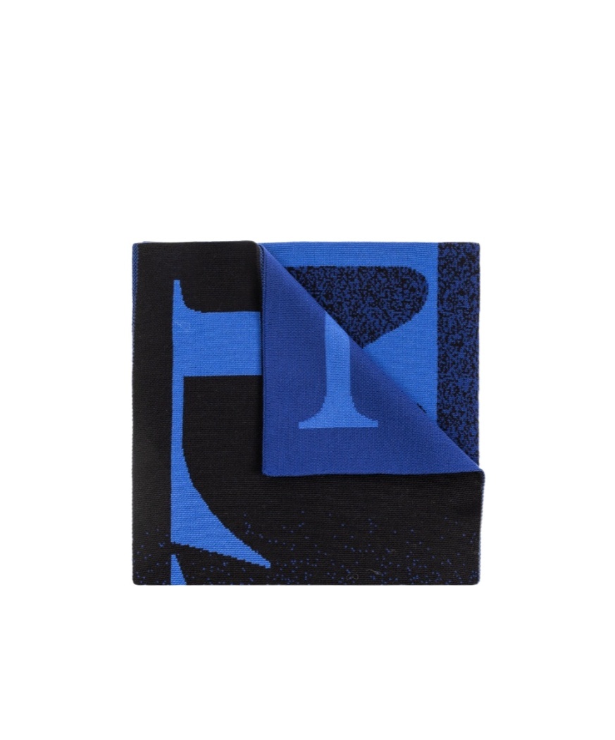 Lanvin Logo-intarsia Knitted Finished Edge Scarf In Black