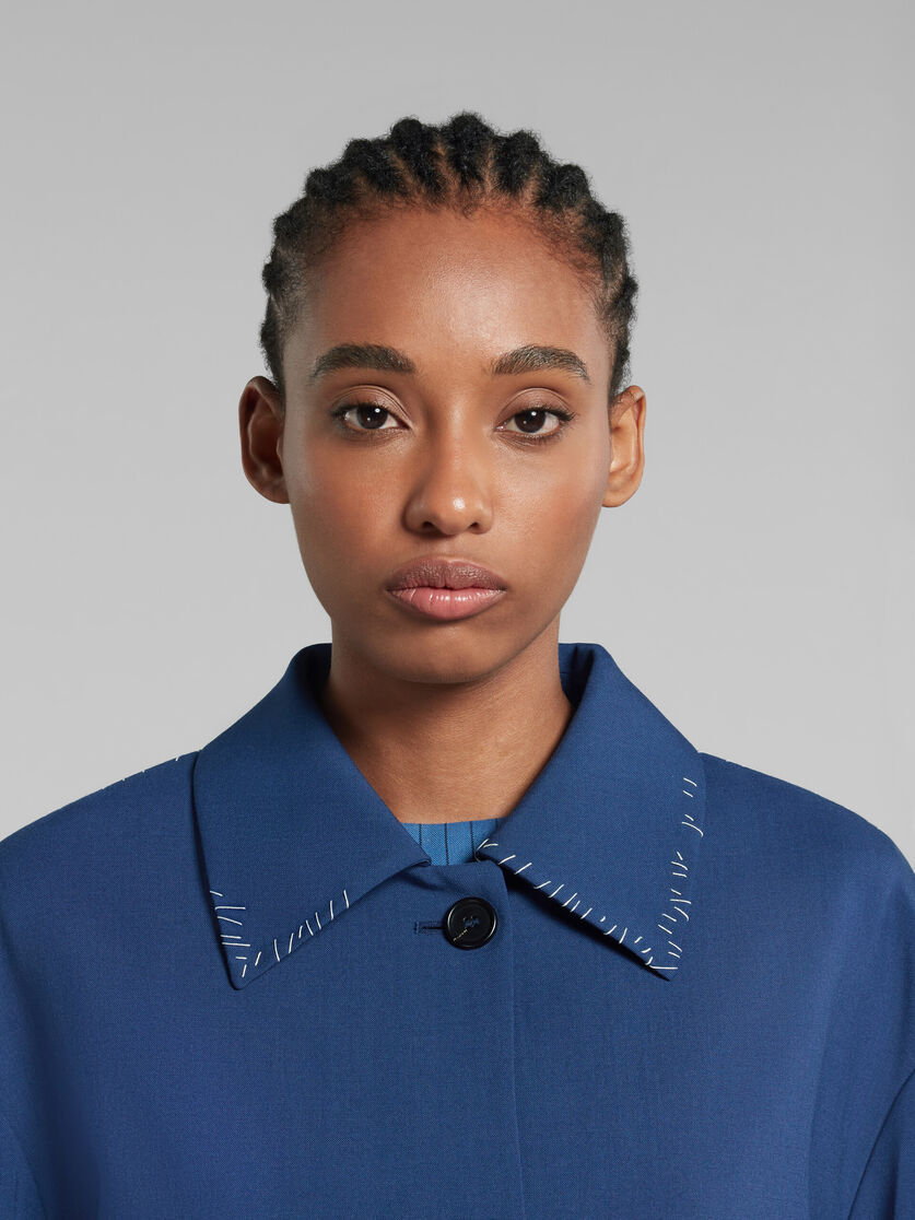 Marni Blue Tropical Wool Trench Coat