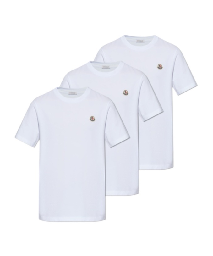 Moncler Three-pack Of Crew Neck T-shirts In White