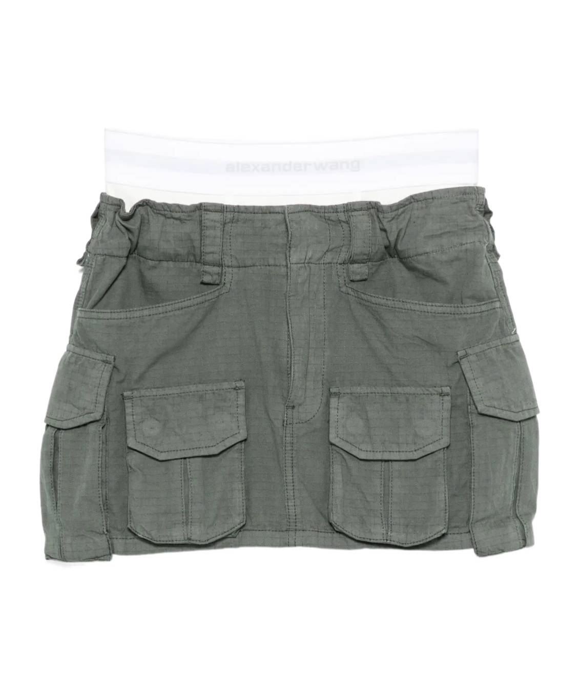 Shop Alexander Wang Logo-waistband Mini Skirt In Gray