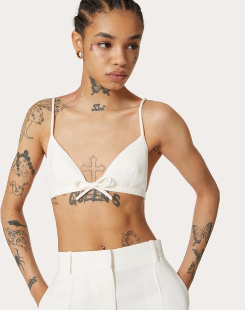 VALENTINO CREPE COUTURE BOW-APPLIQUÉ BRALETTE TOP