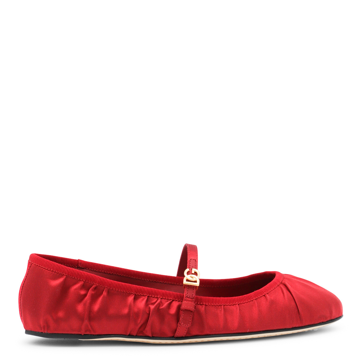 Dolce & Gabbana Nappa Leather Ballet Flats With Logo Buckle In Red