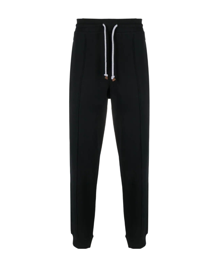 Brunello Cucinelli Drawstring-waistband Cotton Track Pants In Black