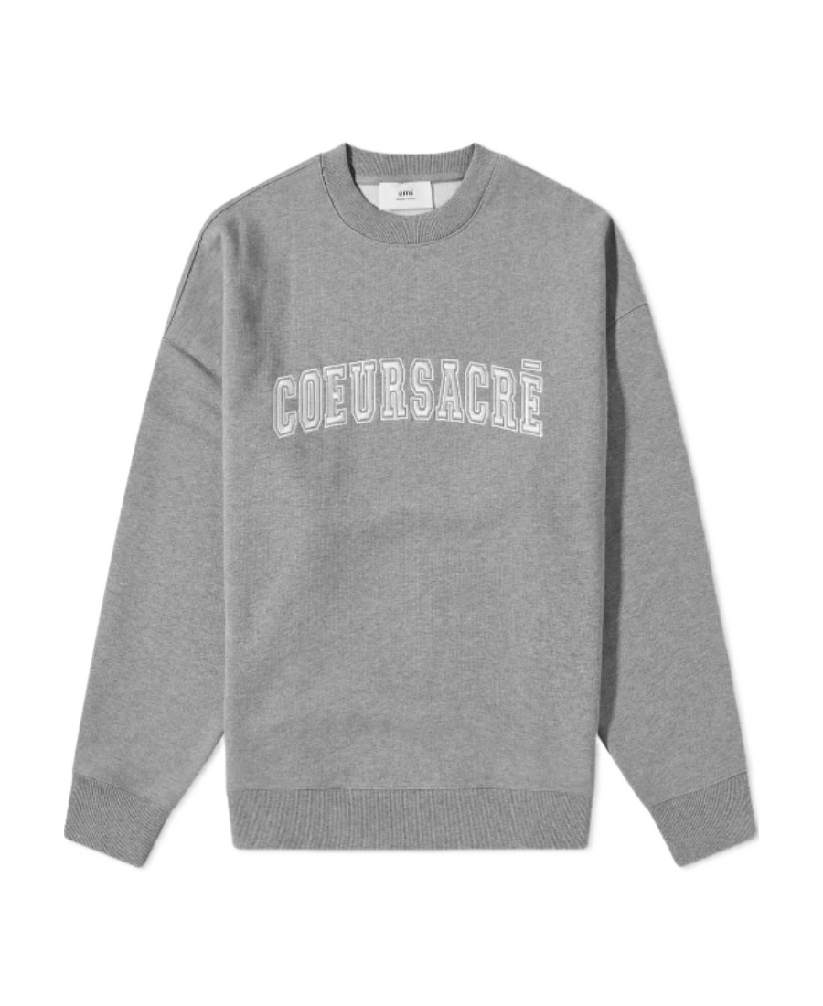 Ami Alexandre Mattiussi Ami Paris Lettering Embroidery Crewneck Sweatshirt In Gray