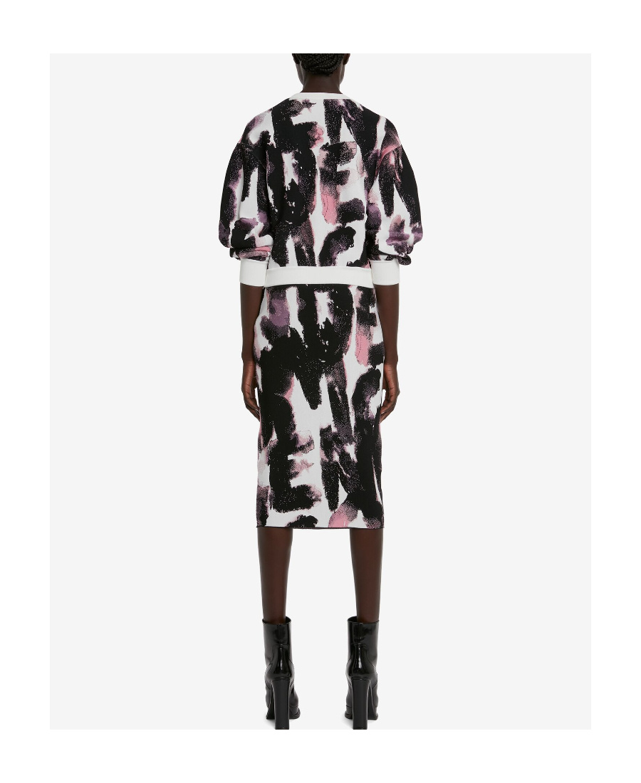 ALEXANDER MCQUEEN ABSTRACT-PATTERN MIDI-SKIRT