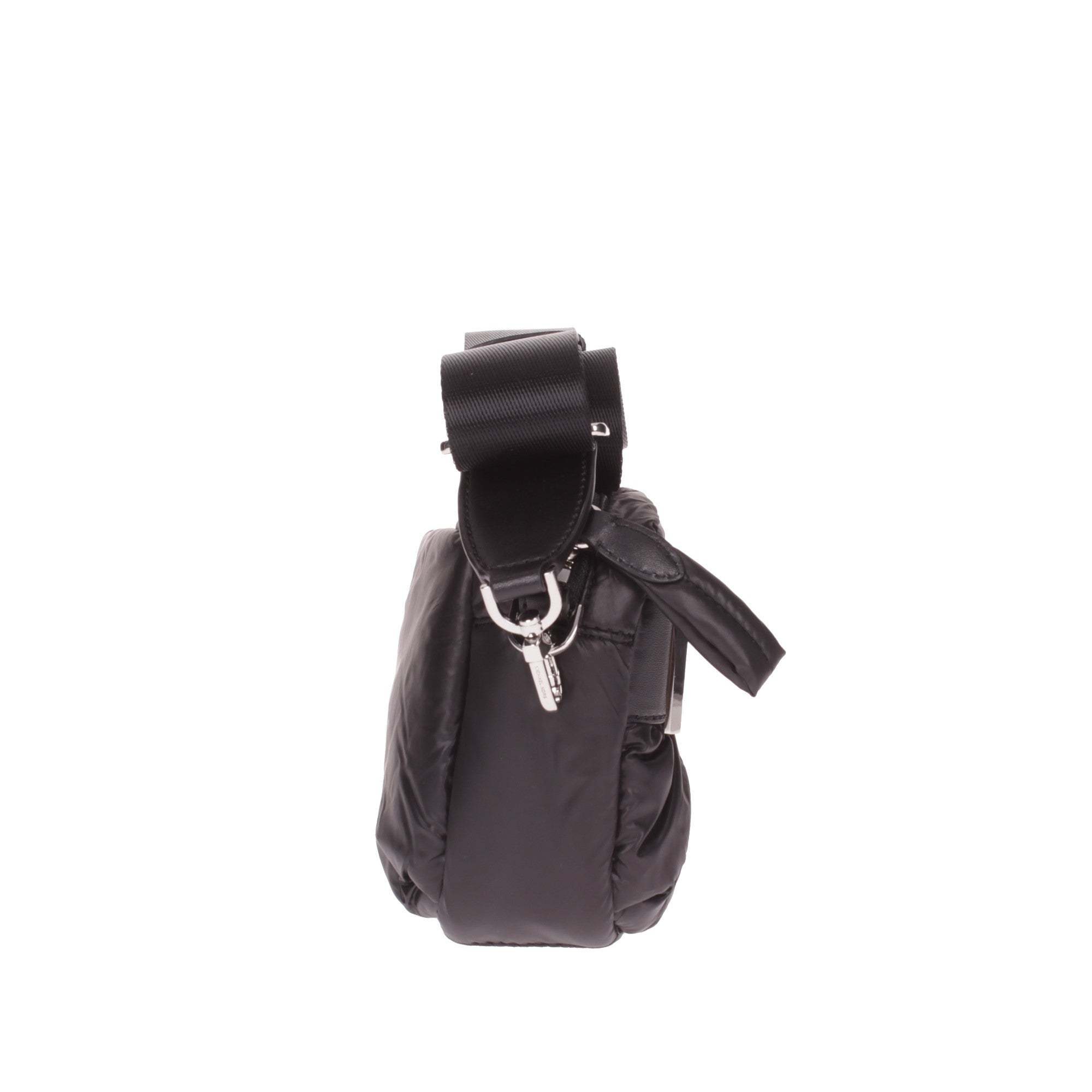 Michael Kors Michael Solid Color Leonie Camera Bag With Silver-tone Metal In Black