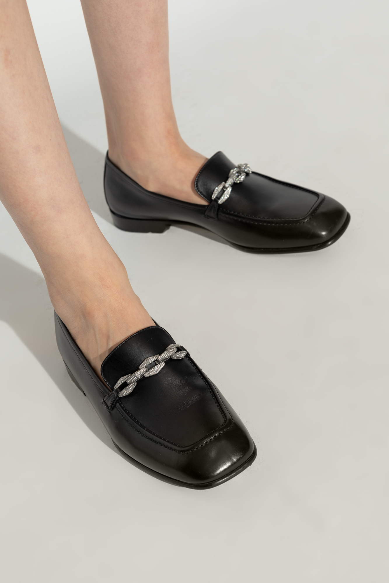 Jimmy Choo Diamond Tilda Crystal-chain Loafers In Black
