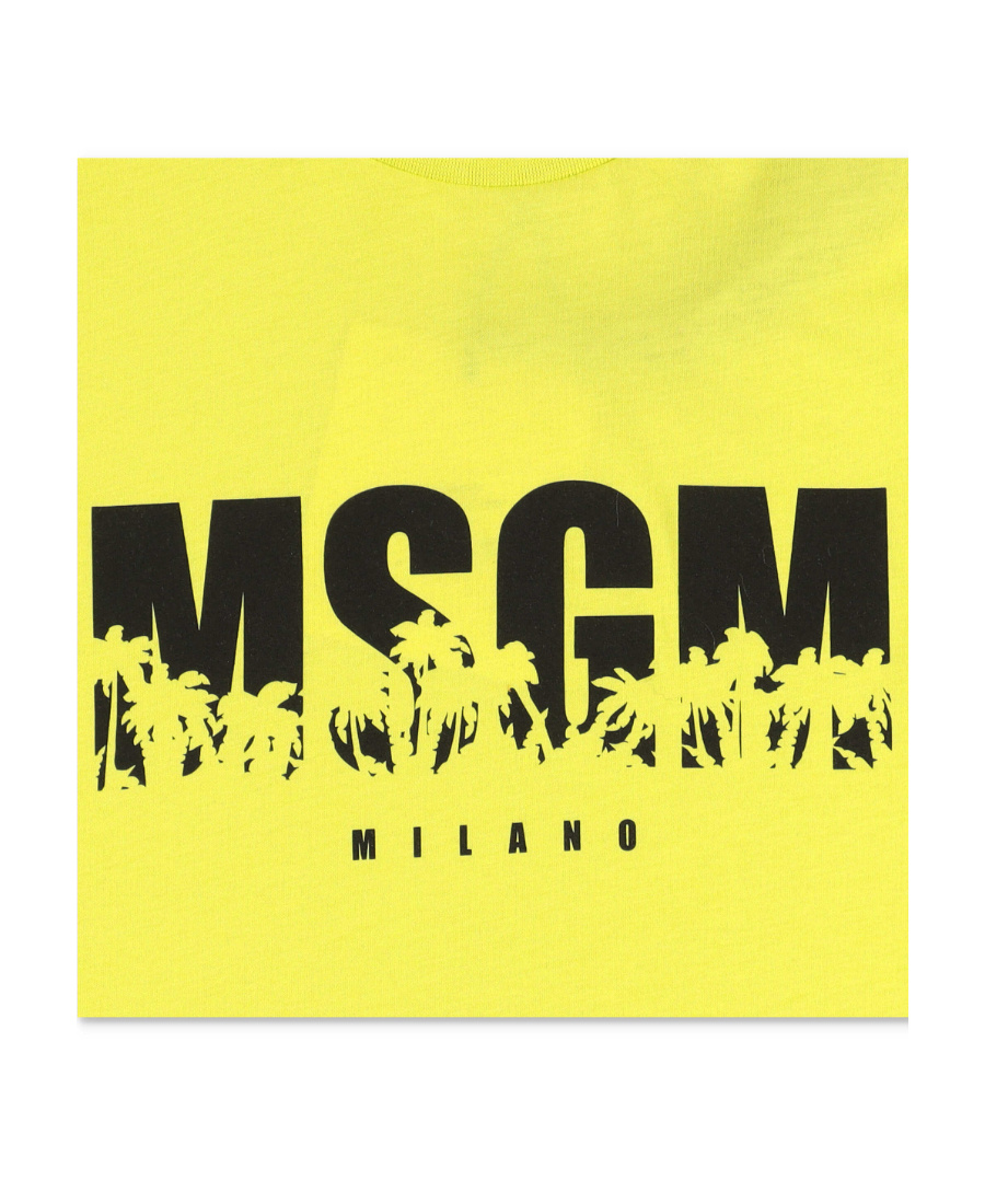 Msgm Logo Round Neck T-shirt In Yellow