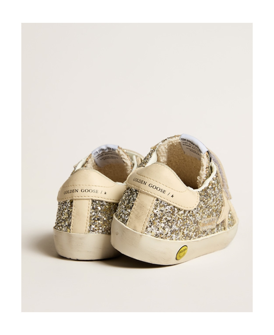 Golden Goose Boys Gold Kids Old School Glitter-embellished Leather Low-top Trainers 9-12 Years In Nude