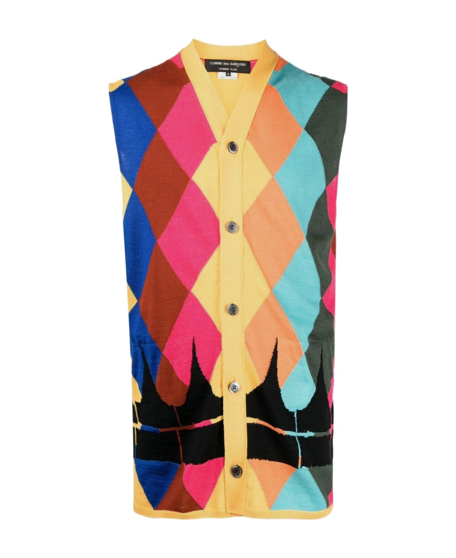 Comme Des Garçons Argyle Sleeveless Sweater In Multicolor