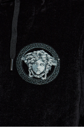Versace Long-sleeved Hooded Sweatshirt In Black