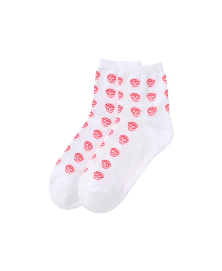 Alexander Mcqueen Skull-intarsia Ankle Socks In White