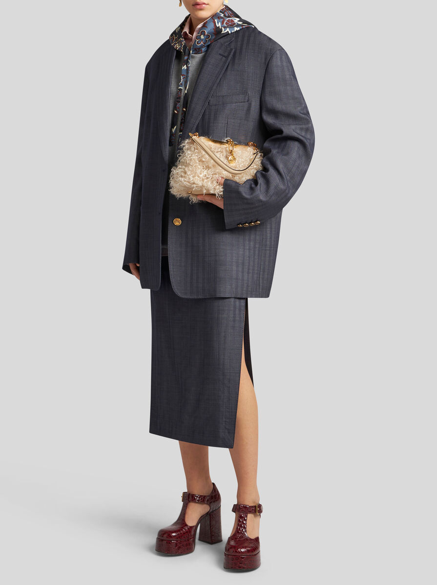 Etro Elegant Blue Midi Skirt With Stylish Side Openings In Black