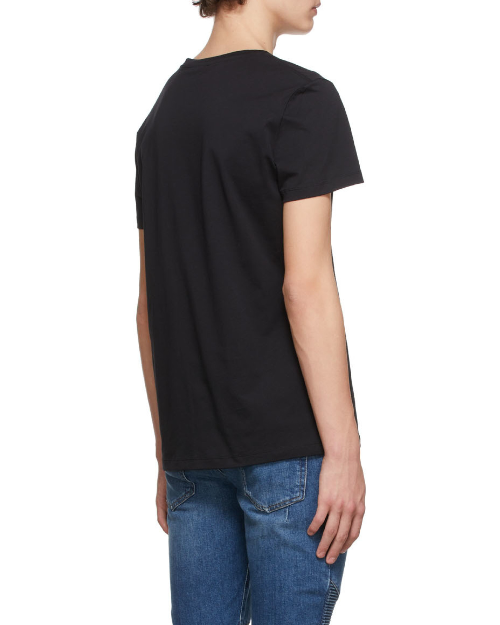 Shop Balmain Metallic Logo-print Cotton T-shirt In Black