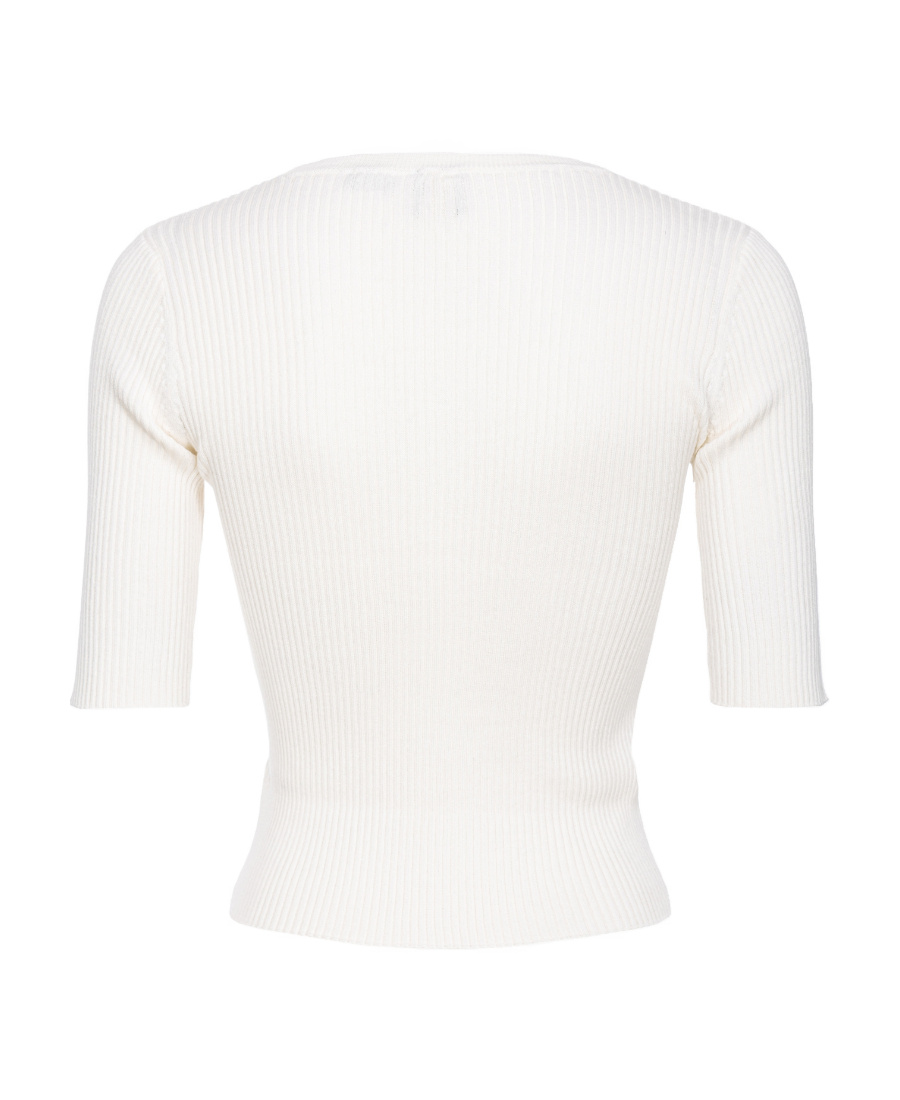 Shop Pinko Love Birds Ribbed Top In White