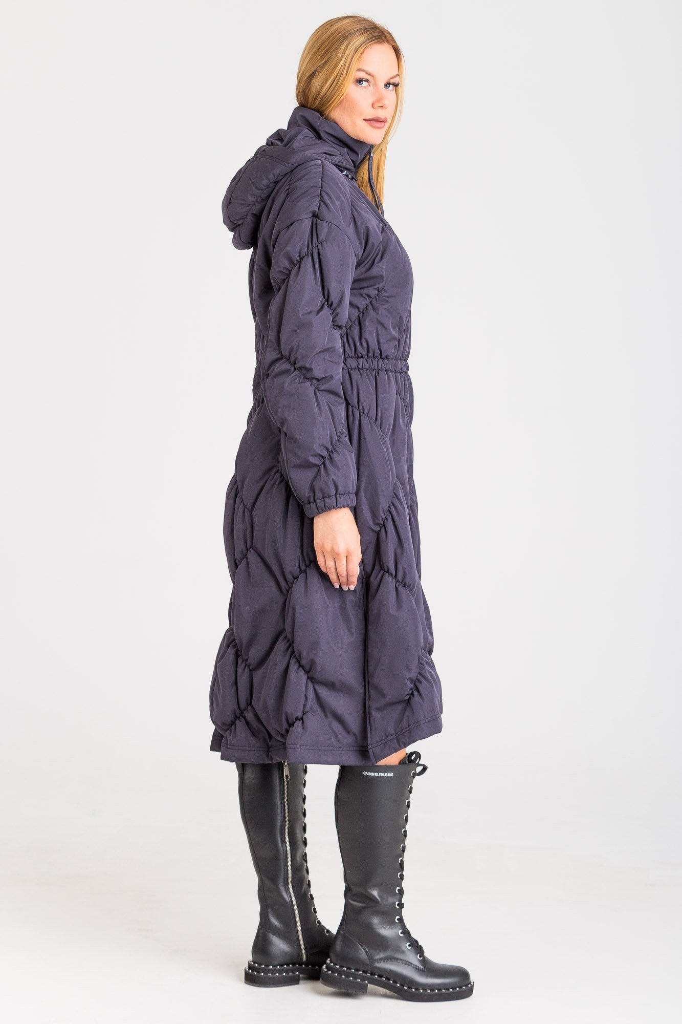 Emporio Armani Quilted Coat In Black