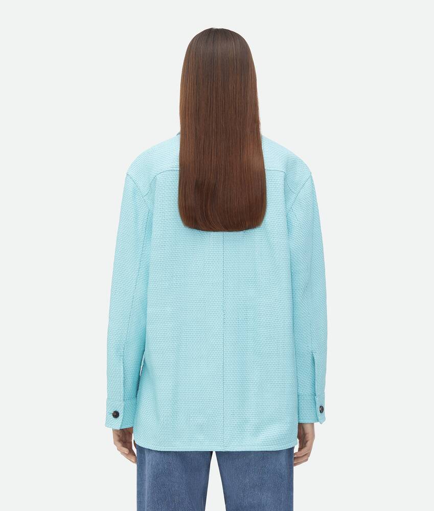 Shop Bottega Veneta Mini Intrecciato Leather Shirt In Blue
