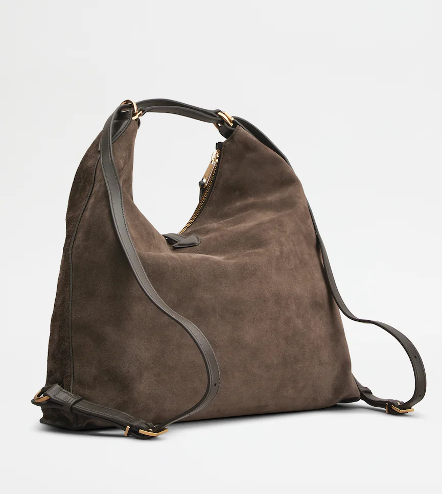 Tod's T Timeless Shoulder Bag In Suede Medium In Brown