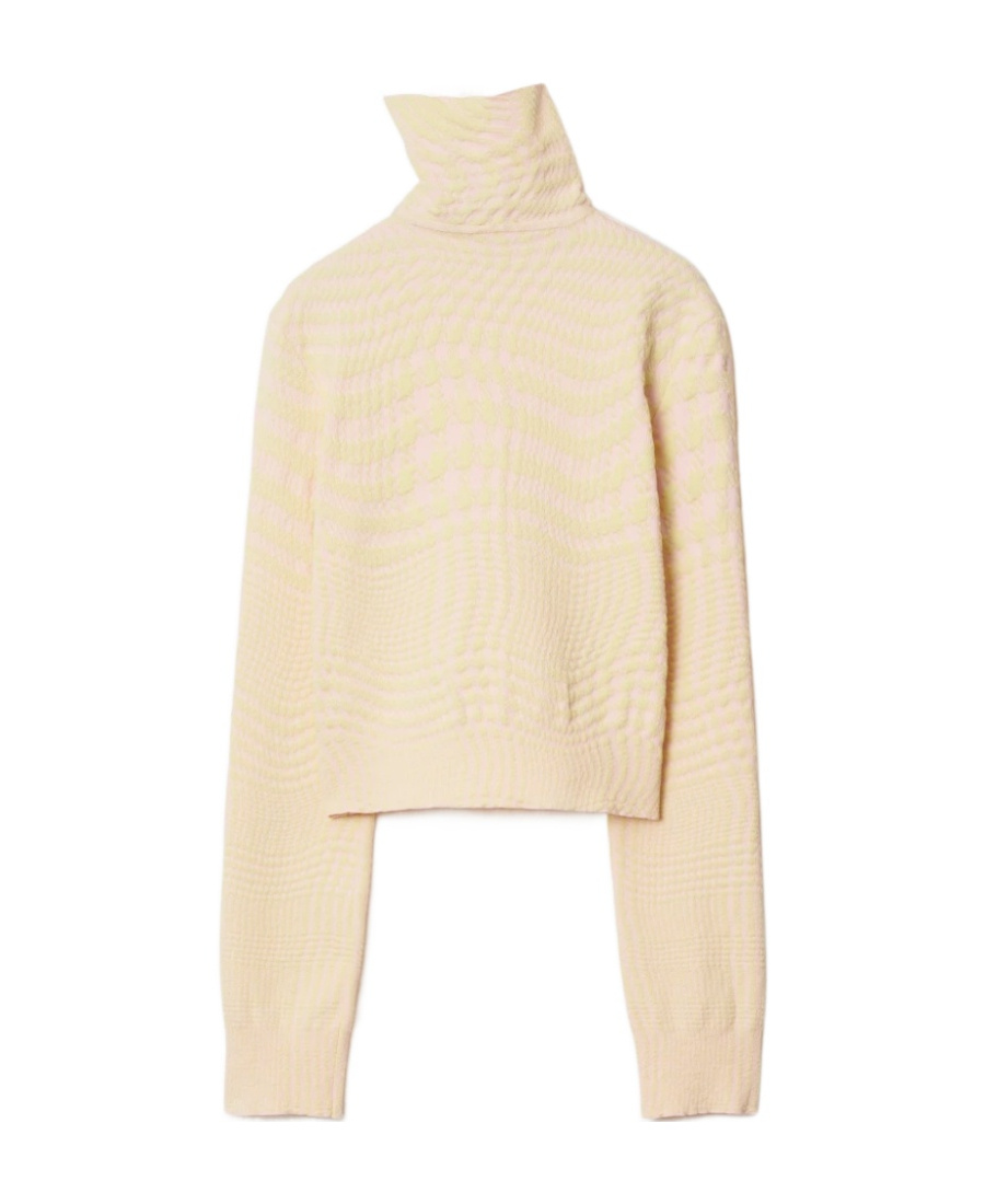 Burberry Warped Houndstooth Jacquard Jumper In Nude
