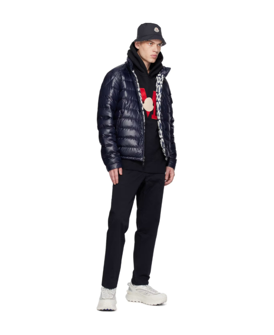 Moncler Monogram-print Puffer Jacket In Black