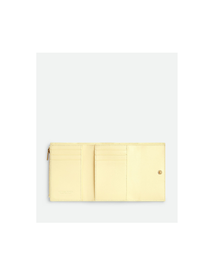 Bottega Veneta Cassette Leather Wallet In Yellow