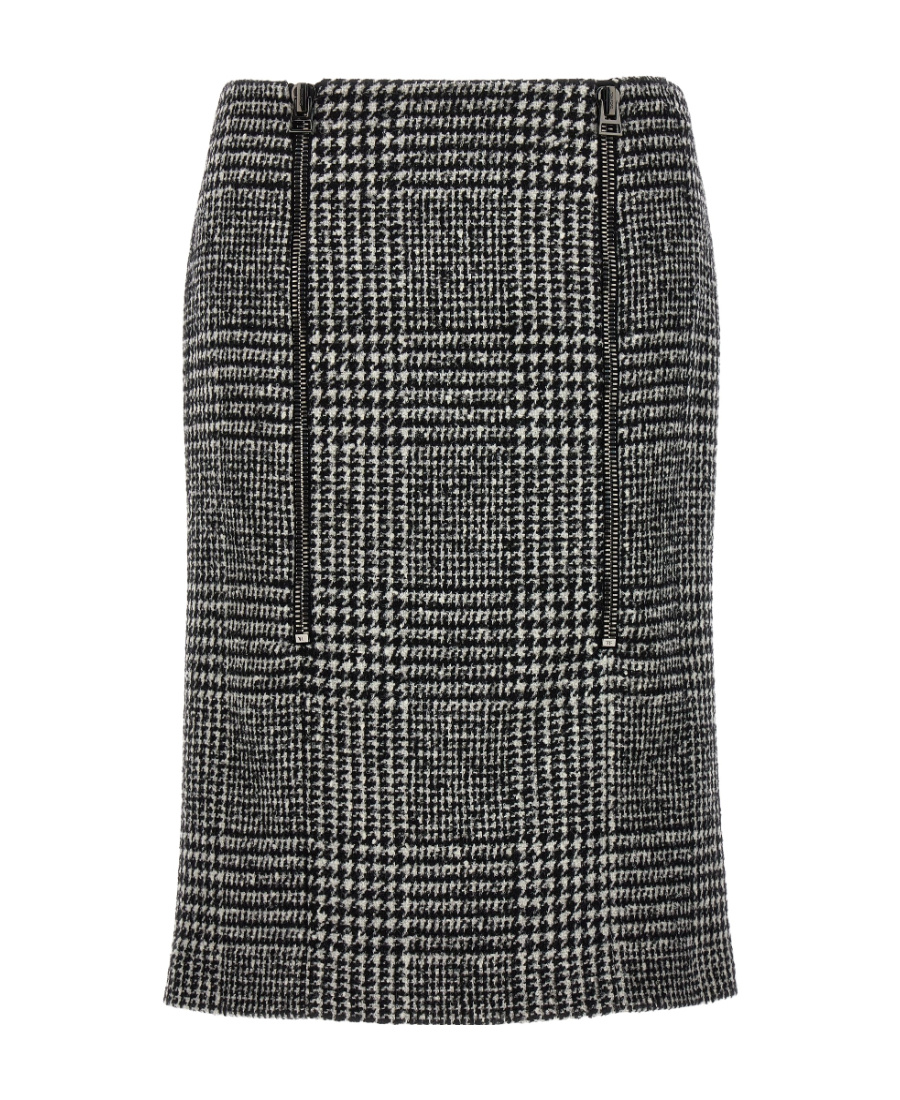 Tom Ford High-waisted Knee-length Fitted Houndstooth Skirt In Black