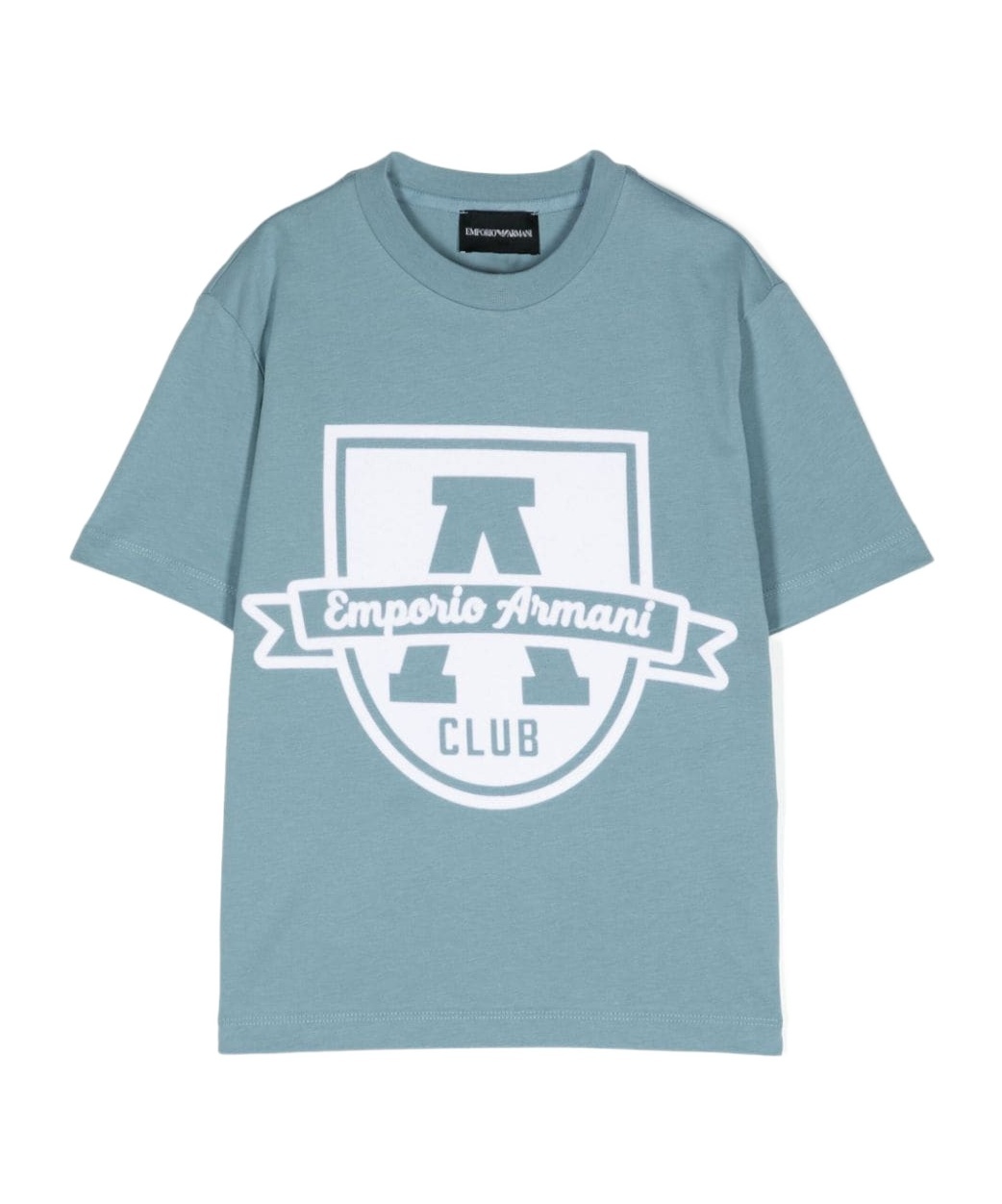 Emporio Armani Flocked-logo Cotton T-shirt In Blue