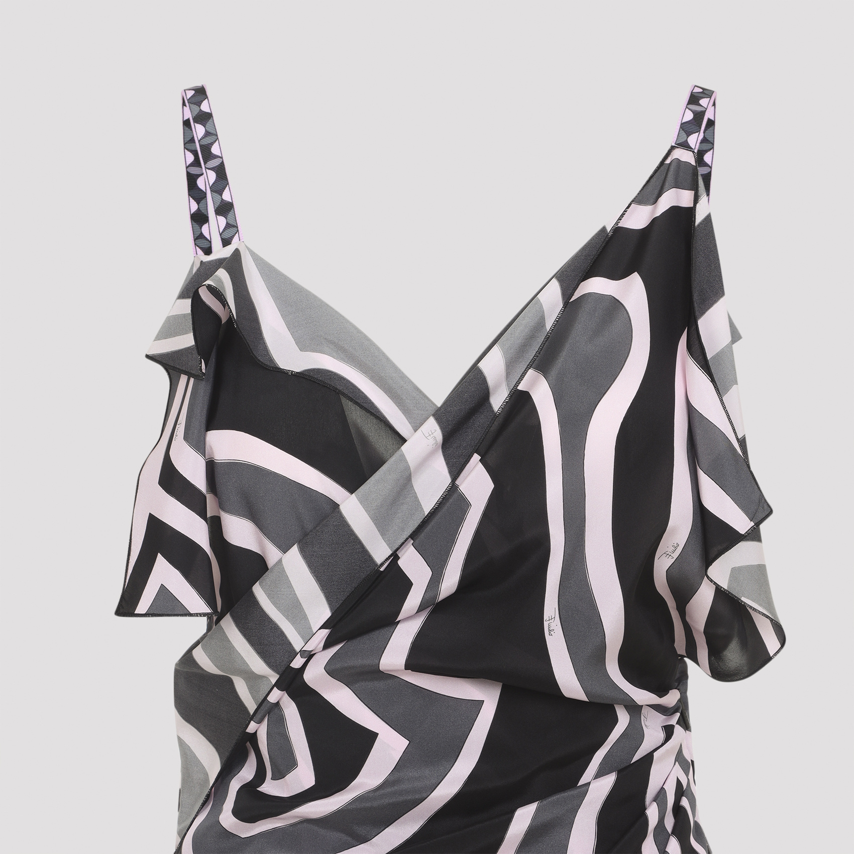 Pucci Spaghetti Strap Asymmetric Hem Dress In Multi