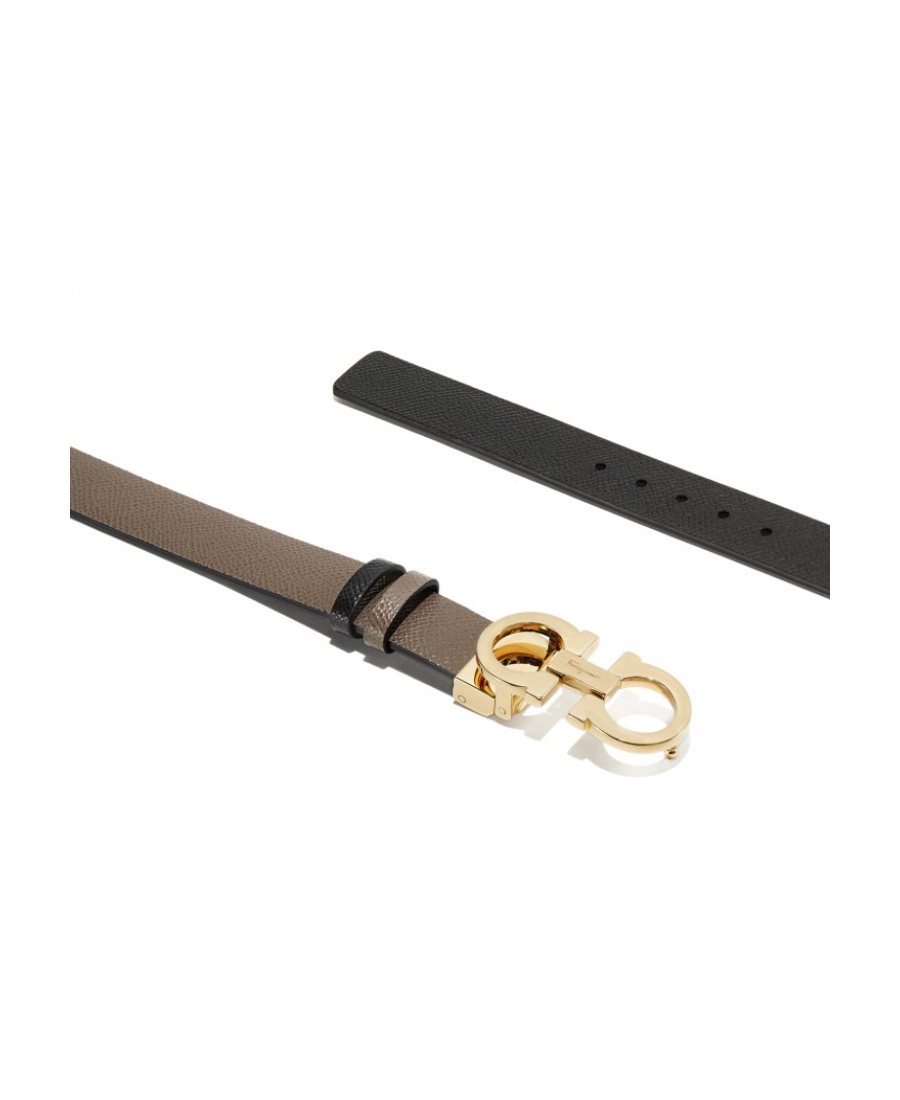 Ferragamo Gancini-buckle Calf Leather Belt In Black