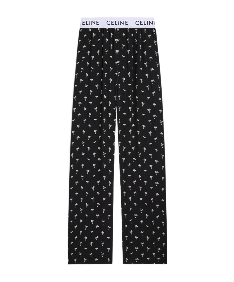 Celine Printed Viscose Casual Pants In Black