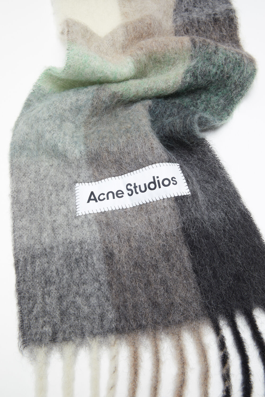 Shop Acne Studios Multi Check Scarf In Gray