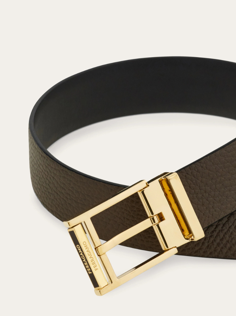Ferragamo Reversible And Adjustable Belt In Brown