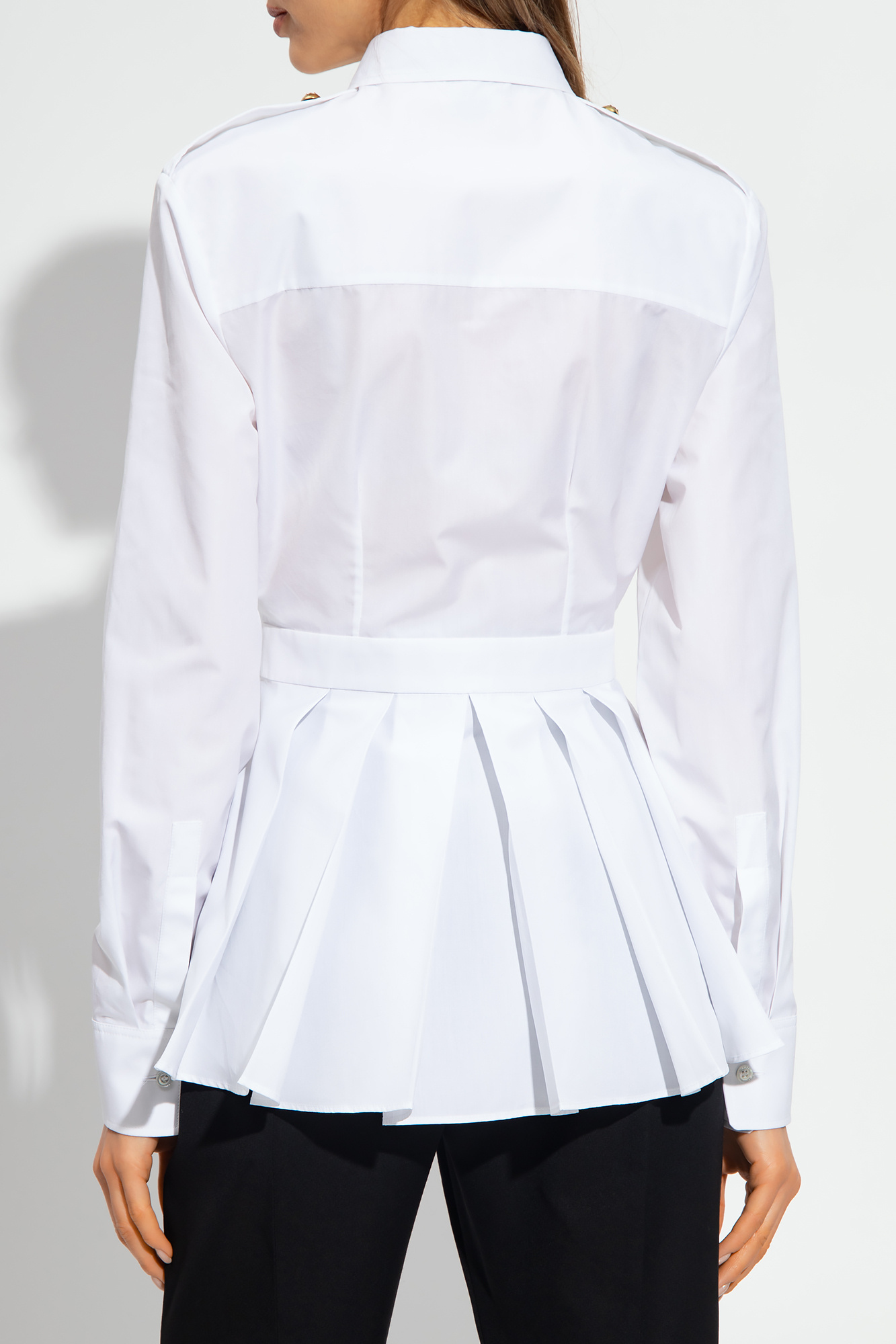 Alexander Mcqueen Box-pleat Cotton Shirt In White