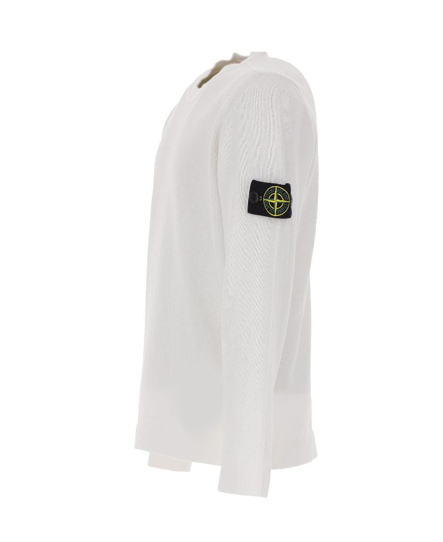 Stone Island Compass-badge Cotton Sweatshirt In White