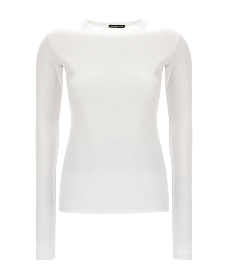 Ann Demeulemeester Logo Long-sleeved T-shirt In White