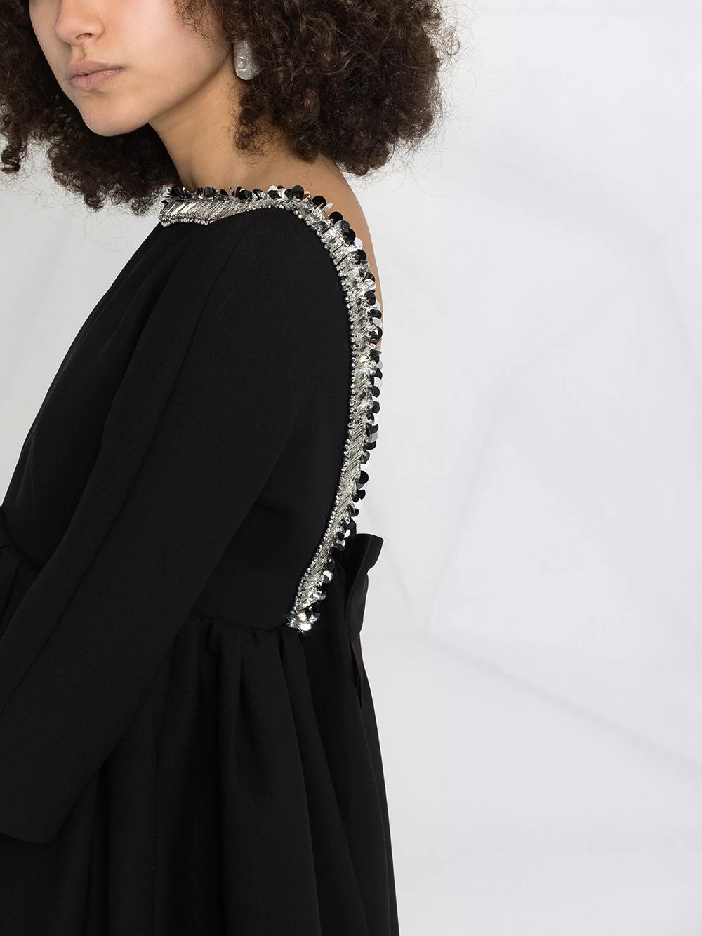 Prada Embellished Collar Babydoll Dress In Black
